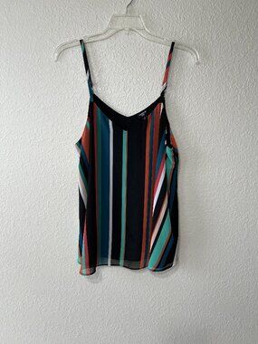 Torrid Sophie Size 1X Multicolor Stripe Chiffon Sleeveless V-Neck Swing Cami